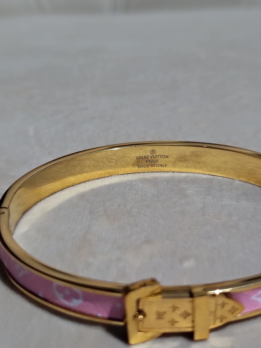 Pink and Gold Monogram Buckle Bangle Watch - Picture 3 of 5